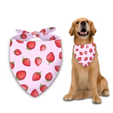 - Strawberry Fruit Dog Bandana Washable Pets Scarf Triangle Adjustable Handke...