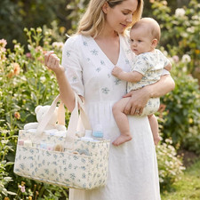 Baby Diaper Caddy Organizer with Portable Changing Mat-Portable Baby Organize...