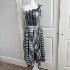 Unique Vintage Women’s Gingham Swing Dress Sz L Retro Pinup Rockabilly