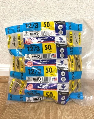 Southwire 50 ft. 12/3 Solid Romex SIMpull CU NM-B W/G Wire NEW ROLL