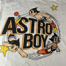 VGT Y2K Astro Boy T-Shirt Large Graphic w Embroidery Lot 29 White Size Medium