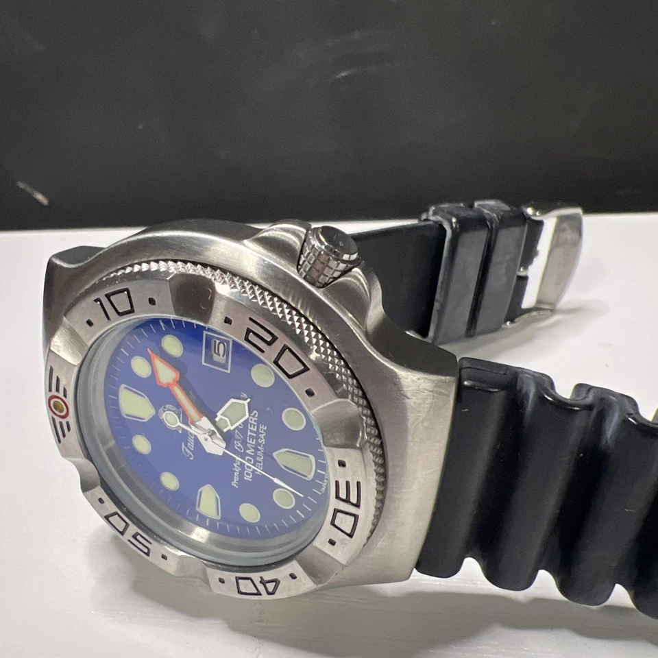 Reloj Hombre Tauchmeister 1937 T0037 Edición Limitada Raro Azul 1000M Buzo Foto 4 de 4