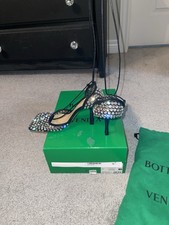 New Bottega Veneta Web Black Sparkle Stretch Crystal Embellished Pumps 38.5 BNIB