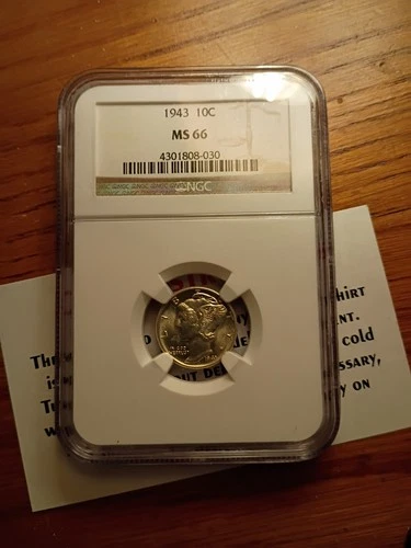 1943 P MS66 Mercury Silver Dime NGC Authenticated!