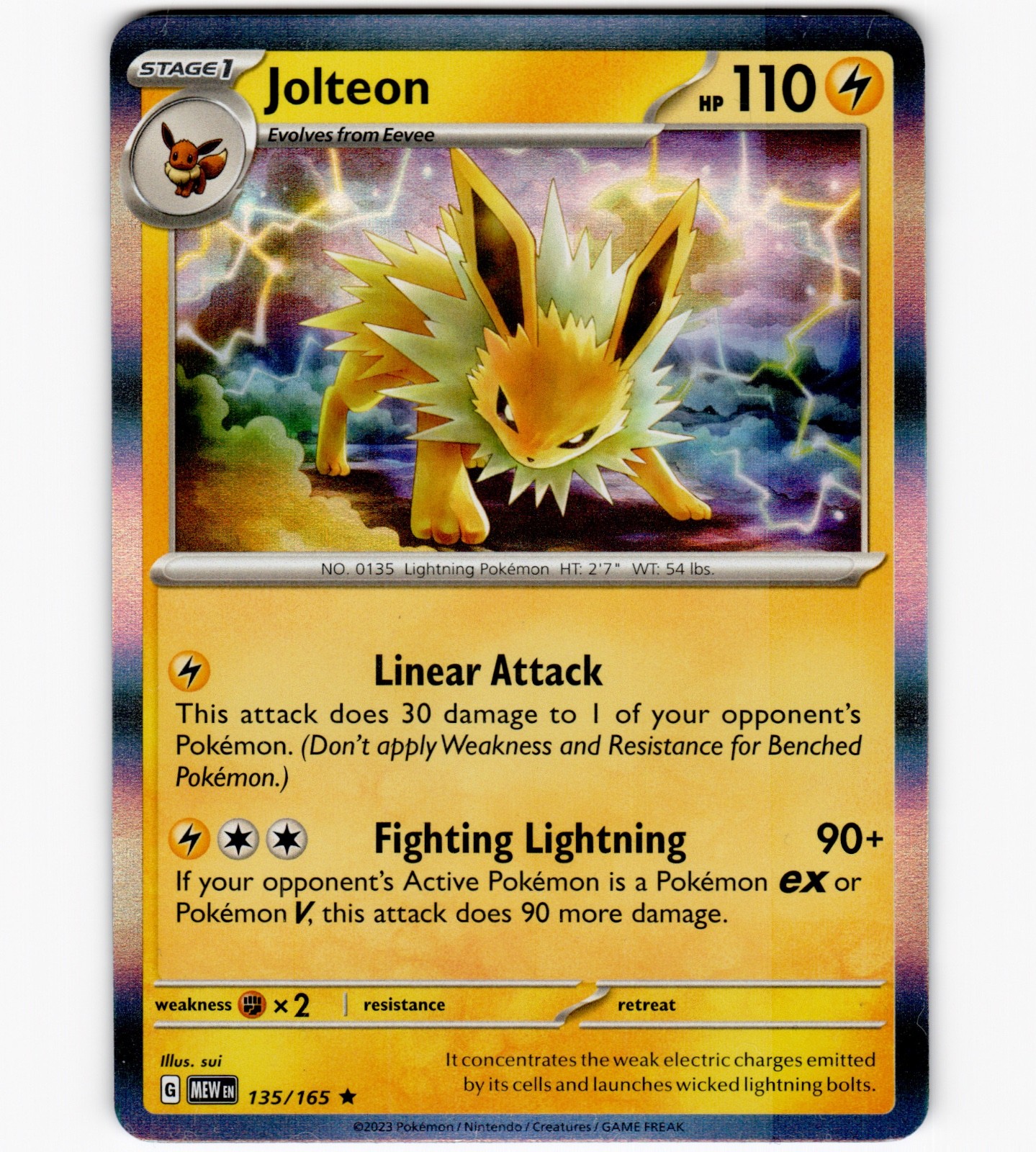 Jolteon 135/165 SV: Scarlet & Violet 151 Holo Rare Pokemon