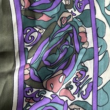 100 Silk Abstract Art Colorful 40 Square Scarf Green Purple Orange Hong Kong