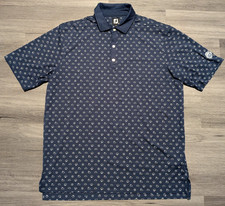 Foot Joy FJ Men's Navy Blue Sun & Cloud Print Devils Ridge Golf Course Polo XL