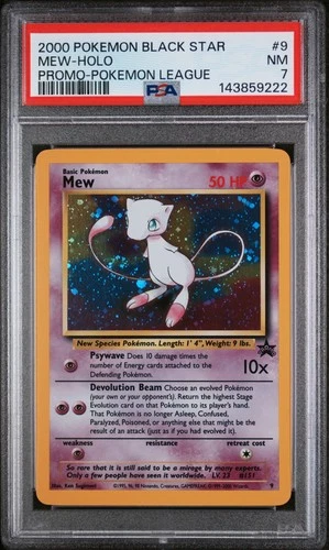 2000 POKEMON PROMO BLACK STAR POKEMON LEAGUE #9 MEW-HOLO PSA 7