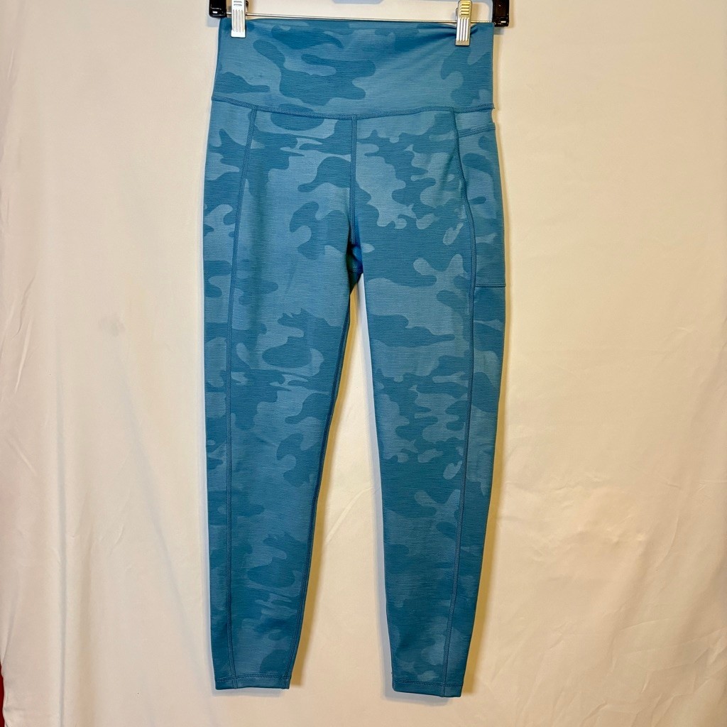 Sweaty Betty Super Sculpt 7/8 Leggings Blue Camo High Rise Size Medium