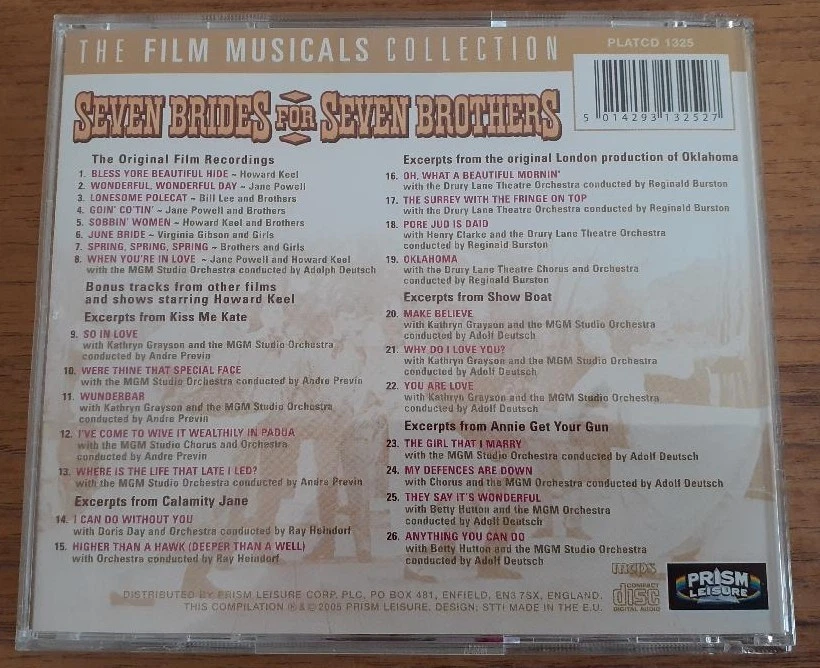 Seven Brides For Seven Brothers The Film Musicals Collection CD (2005) BRAND NEW - Image 2 of 2