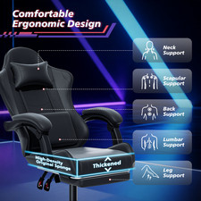 Ergonomic Coumputer Gaming Chair Office Swivel Recliner Seat w Footrest Black 5