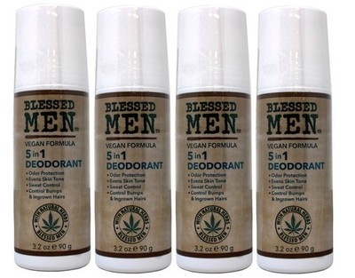 Blessed Men 5 in 1 Deodorant, Odor Protection, Sweat Control,  3.2 Ounce 4 Pack