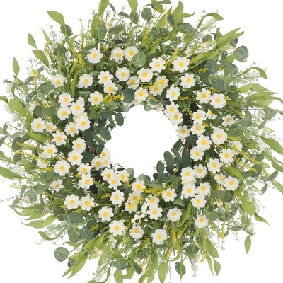 Summer Wreaths for Front Door, 24'' White Daisy Wreaths for Front Door Window ...