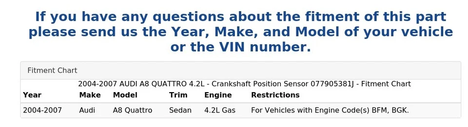AUDI A8 QUATTRO 2004-2007 4,2 L - Sensor de posición del cigüeñal 077905381J Foto 4 de 4