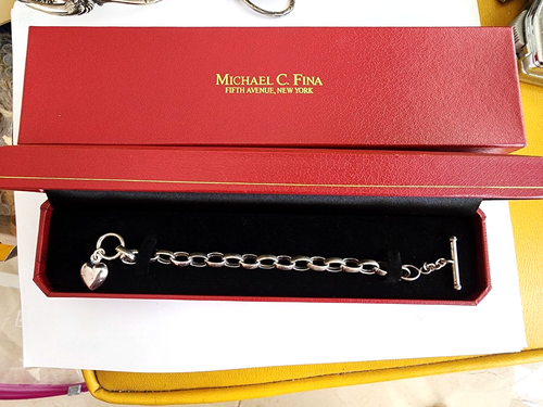 BRACCIALE MICHAEL C FINA FIVE AVE NEW YORK ARGENTO STERLING NUOVO CON SCATOLA - Foto 2 di 5