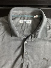 Tommy Bahama Mens Polo Shirt Island Zone Diamond Pattern Gray Golf Beach Teal L