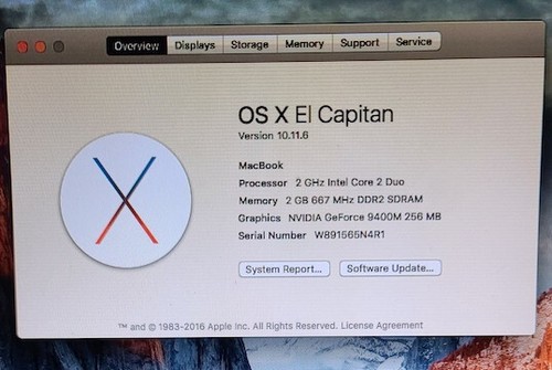 Apple Macbook A1181 2.0GHZ EARLY 2009 -OSX 10.11 El Capitan -120GB - 2GB- TESTED - Picture 11 of 12