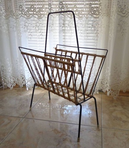 VINTAGE BULGARIAN METAL AND HEMP MAGAZINE RACK - Picture 11 of 13
