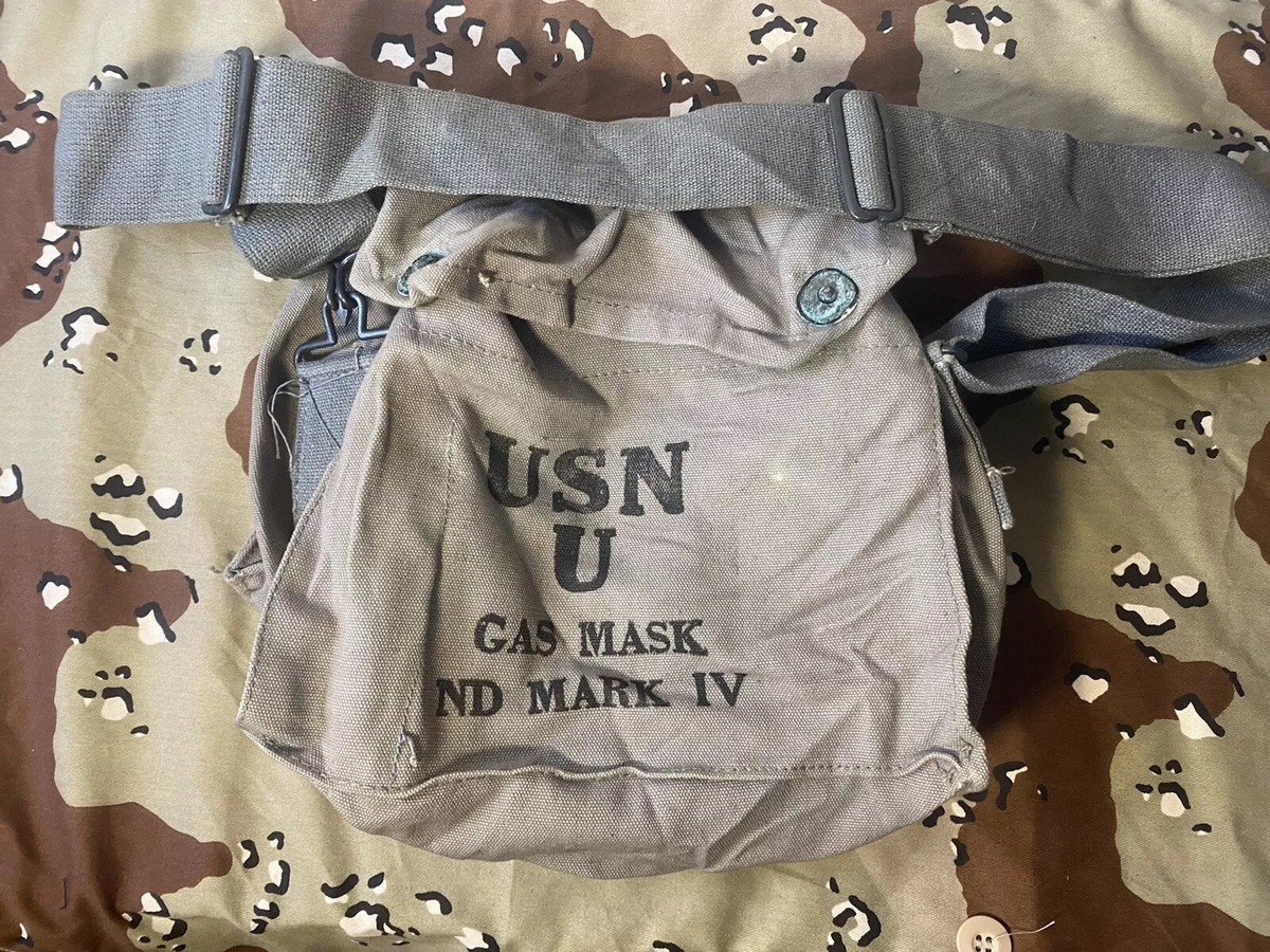 Vintage WWII - USN U Gasmask Bag ND Mark IV w/Strap - NOS