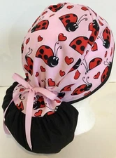 Ladybug Medical Ponytail Pouch Surgery Scrub Cap Chef Hat Veterinarian Dental