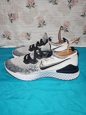 Womens Nike Epic React Flyknit 2 Pure White Platinum Running Shoes Size 7 M GUC