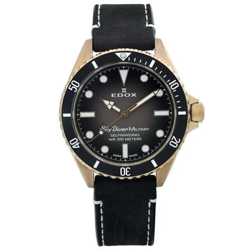 Montre automatique pour homme Edox SkyDiver bronze 42 mm cadran noir 80115 BRZN NDR - Photo 3 sur 7