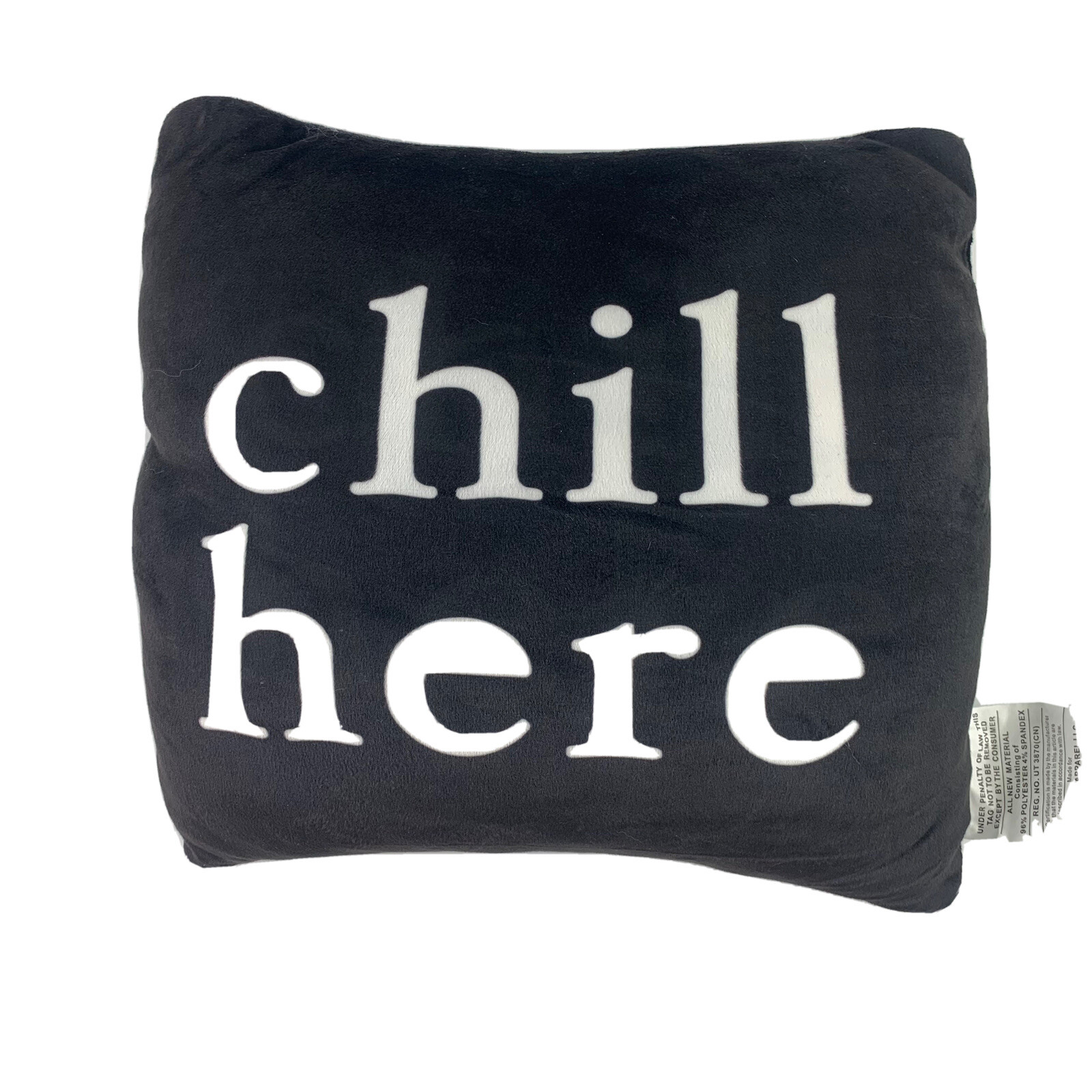 Throw Pillow CHILL HERE 12” Squishy Dorm Kid’s Room Playroom Black-image
