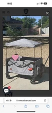 EVER ADVANCED Foldable Travel Wagon Stroller for 2 Kids & Cargo w/ bag