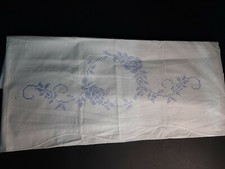 1 White Pillowcase Stamped With Floral Design And Ready For Embroidery 20 by 30"