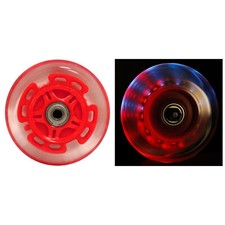 L.E.D. Scooter Wheels with ABEC 9 Bearings for Razor Scooters 100mm Light Up Red