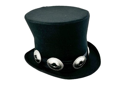 Black Felt Top Hat Large Conch Victorian Steampunk Mad Hatter Slash Rock Costume