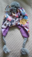 DISNEY TSUM TSUM TODDLER GIRLS HAT  GLOVES SET - EAR FLAPS - ONE SIZE -NWT