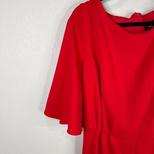 Alexia Admor Womens Cape Jumpsuit Size 14 Red Kimono Sleeve Wide Leg Crepe NWT - Picture 2 of 12
