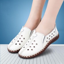 Moccasins Women's Genuine Leather Ballet Loafers Woman Mom Flat Driving Shoes