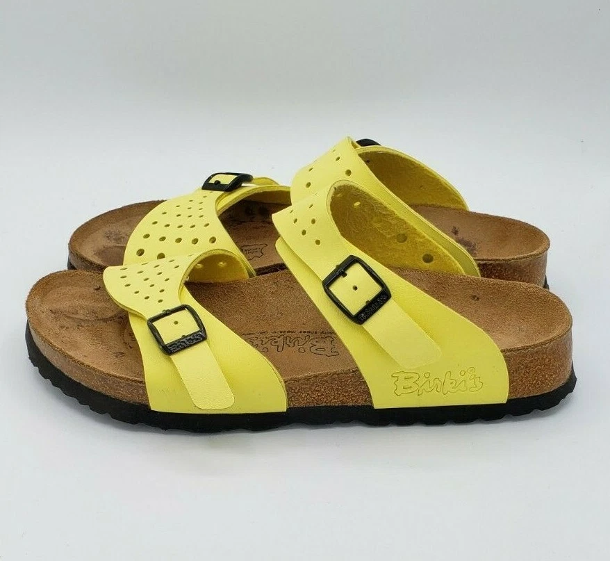 Yellow two deals strap birkenstocks