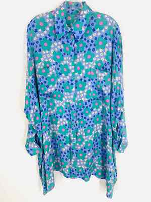 Corey Lynn Calter Size L ? Bl/Gr/Pk Oversized Button-down Designer Dress