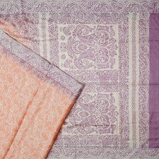 Vintage Salmon Pink Sarees 100 Pure Silk Printed Indian Sari 5YD Craft Fabric