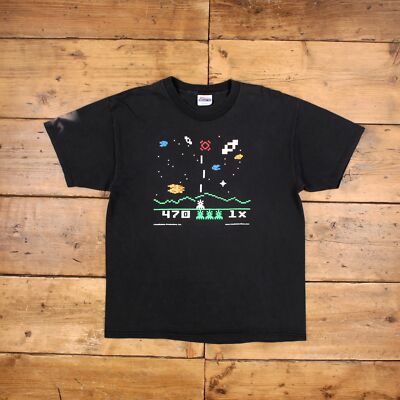Vintage Hanes Grafik T-Shirt L 90er Astrosmash Videospiel schwarz Tee