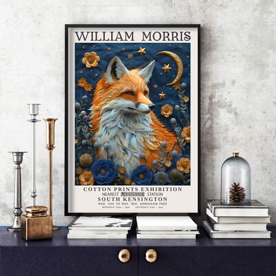 William Morris Print, Morris Exhibition Poster, Blue Collection Fox (38u)
