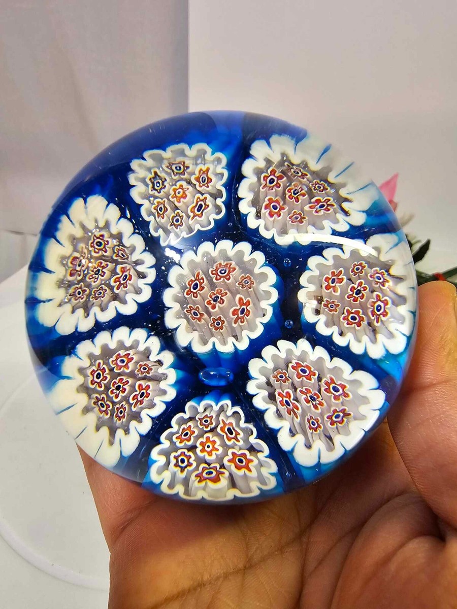ゆずまる様Vintage Murano Glass ミルフィオリペーパーウエイト Murano Milifiori Glass Paperweight Multi-colored Clear