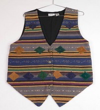 Jane Ashley Women  s Vest Large Southwestern Western Multicolor Leather VTG