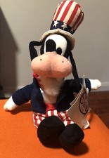 9" Tall Disney Store Bean Bag Plush Uncle Sam Goofy New With Tags