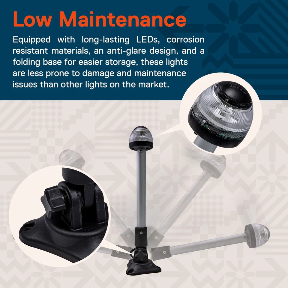 12" Blanco LED Ancla de Navegación Marina Todo Terreno Barco Luz USCG ABYC A-16 3NM Foto 4 de 4