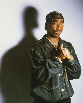 Tupac Shakur iconic image in jean denim 