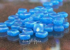 Blue Peacock CzechMates 6mm Tile 25 Pcs Two-Hole Square Glass Beads NSFSALE