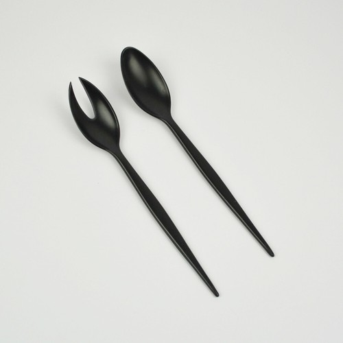 Vintage Salatbesteck - Kunststoff - schwarz - alt - Design - Salad Servers