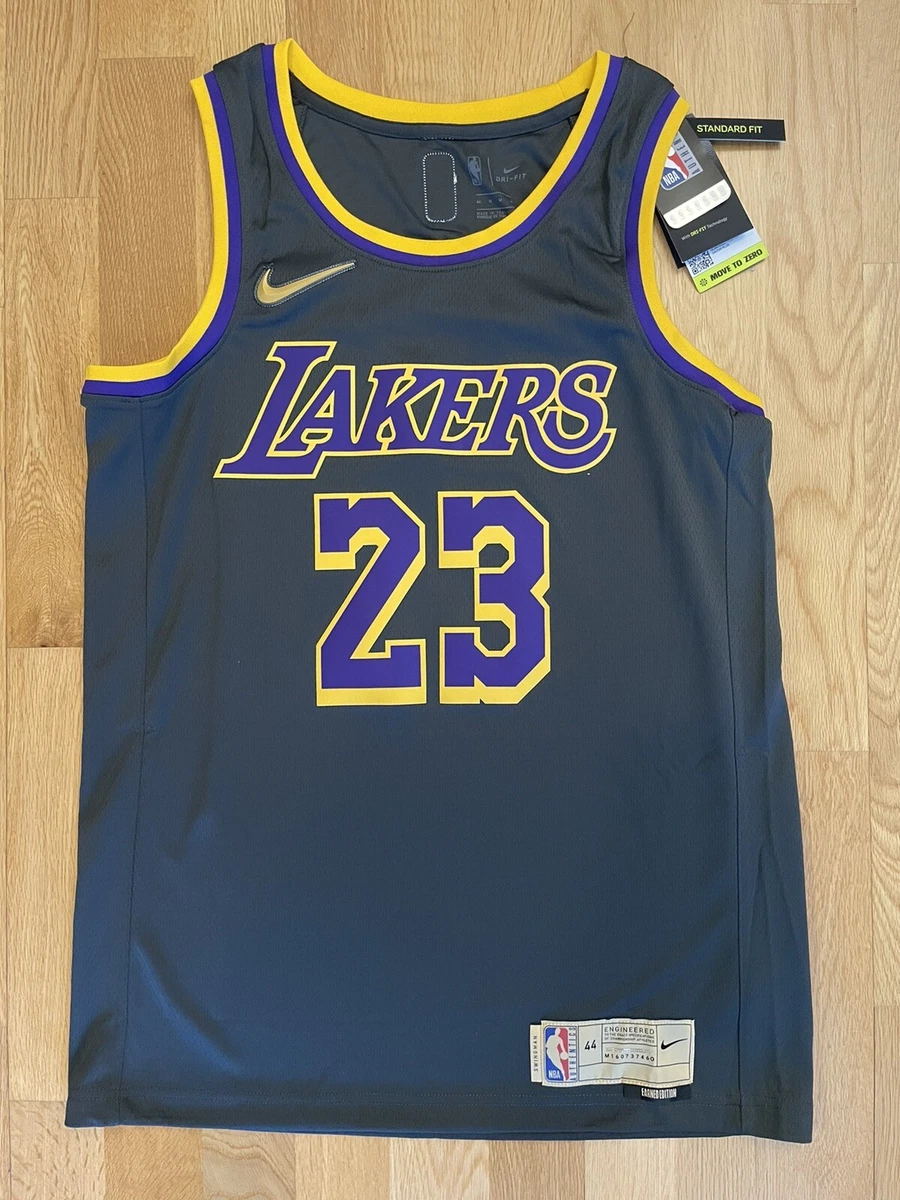 Nike LeBron James #23 Los Angeles Lakers Earned Jersey M 44 Black/Purple