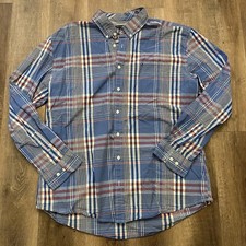 Tommy Hilfiger Men Flannel Shirt XXL Blue Long Sleeve Custom FIT Check 90s Look  