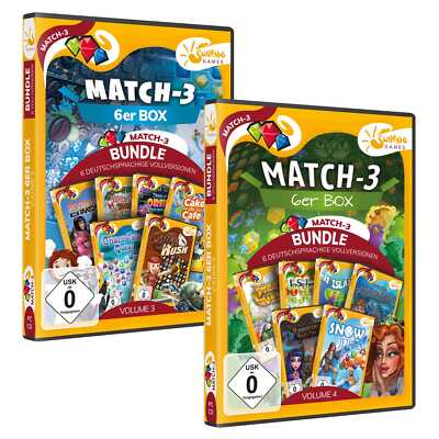 Match-3-6er Box Volume 3 und 4 = 12 Vollversionen 3 Gewinnt Spiele Disc NEU&OVP