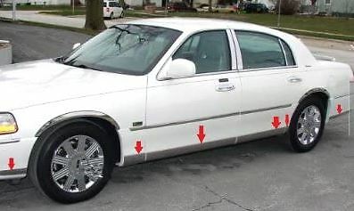 For 03-11 Lincoln Town Car Lower Rocker Panel Stainless Steel Trim 4 ...